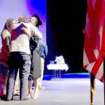 Graduate Emerald Miller receives her high school diploma from her parents at the Kenai Peninsula Borough School District Connections home-school program graduation ceremony, Thursday, May 23, 2019, in Soldotna, Alaska. (Photo by Victoria Petersen/Peninsula Clarion)