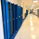 Lockers and hallways remain empty with schools closed across Alaska to slow the spread of COVID-19, the disease caused by the new coronavirus that has prompted a global pandemic, on April 6 in Soldotna . (photo by Victoria Petersen/Peninsula Clarion)