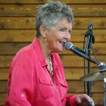 Connie Brannock, part of Connie Brannocks Tiny House of Funk, performs during the Soldotna Music Series at Soldotna Creek Park in Soldotna, Alaska, on Wednesday, June 21, 2023. (Jake Dye/Peninsula Clarion)