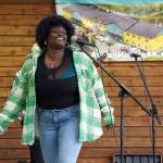 Mimi Keonna, part of Wasabi Black, performs during the Soldotna Music Series at Soldotna Creek Park in Soldotna, Alaska, on Wednesday, June 21, 2023. (Jake Dye/Peninsula Clarion)