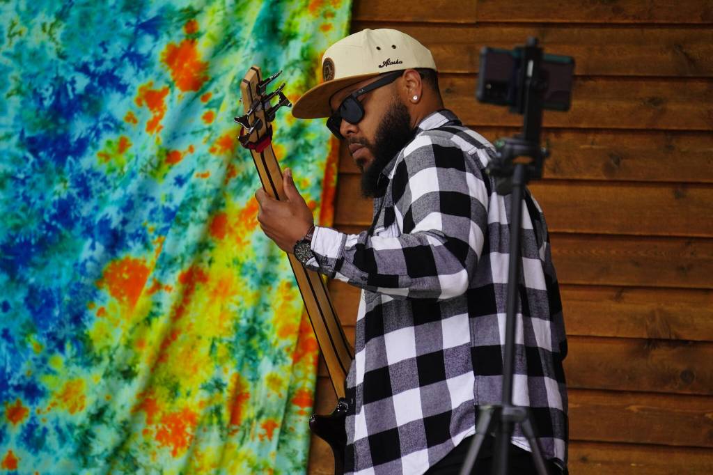 Wasabi Black performs during the Soldotna Music Series at Soldotna Creek Park in Soldotna, Alaska, on Wednesday, June 21, 2023. (Jake Dye/Peninsula Clarion)