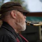 Bob Mabrey performs as part of Riverfront Gang at Soldotna Creek Park in Soldotna, Alaska, on Wednesday, Aug. 23, 2023. (Jake Dye/Peninsula Clarion)