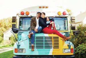 Photo provided by Art We There Yet
José Luis Vílchez and Cora Rose with their retired school bus-turned-art and recording studio.