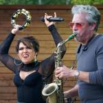 Ellie and the Echoes perform the last night of the Levitt AMP Soldotna Music Series at Soldotna Creek Park in Soldotna, Alaska, on Wednesday, Aug. 28, 2024. (Jake Dye/Peninsula Clarion)