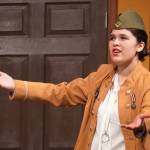 Lily Miles-Dafoe, as Colonel Mustard, rehearses Seward High School Theatre Collectives Clue at Seward High School in Seward, Alaska, on Thursday, Nov. 7, 2024. (Jake Dye/Peninsula Clarion)