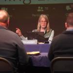 Penny Vadla speaks during a meeting of the Kenai Peninsula Borough School Districts Board of Education in Homer, Alaska, on Monday, March 3, 2025. (Jake Dye/Peninsula Clarion)