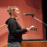Rachel Lord, mayor of Homer, speaks during a meeting of the Kenai Peninsula Borough School Districts Board of Education in Homer, Alaska, on Monday, March 3, 2025. (Jake Dye/Peninsula Clarion)