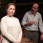 AnnMarie Rudstrom and Todd Sherwood rehearse The Mousetrap at the Kenai Performers Theater near Soldotna, Alaska, on Wednesday, March 19, 2025. (Jake Dye/Peninsula Clarion)