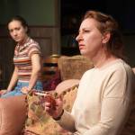 AnnMarie Rudstrom, right, and Petra Murray rehearse The Mousetrap at the Kenai Performers Theater near Soldotna, Alaska, on Wednesday, March 19, 2025. (Jake Dye/Peninsula Clarion)