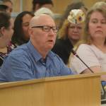 Greg Brush speaks during a town hall meeting hosted by three Kenai Peninsula legislators in the Kenai Peninsula Borough Assembly Chambers in Soldotna, Alaska, on Saturday, March 29, 2025. (Jake Dye/Peninsula Clarion)