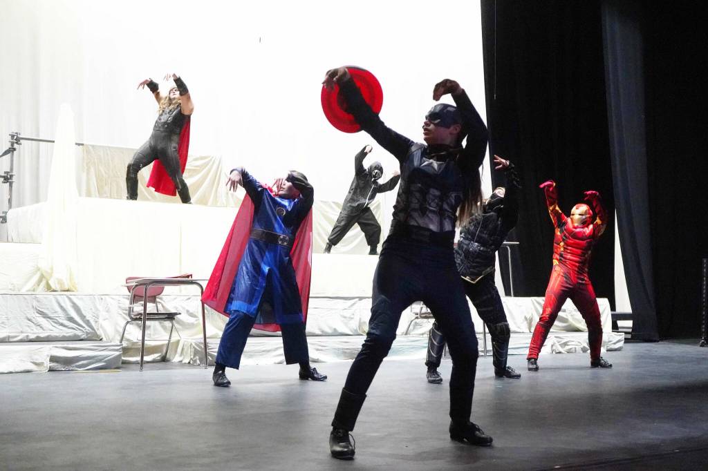 Diamond Dance Project rehearses Academy of Heroes at Kenai Central High School in Kenai, Alaska, on Wednesday, April 2, 2025. (Jake Dye/Peninsula Clarion)
