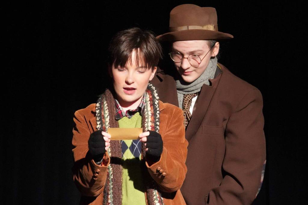 The cast of Seward High School Theatre Collectives Charlie and the Chocolate Factory rehearse on Thursday, April 3, 2025. (Jake Dye/Peninsula Clarion)