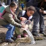 Students stock rainbow trout into Johnson Lake during Salmon Celebration, hosted by the Alaska Department of Fish and Game near Kasilof, Alaska, on Wednesday, May 7, 2025. (Jake Dye/Peninsula Clarion)