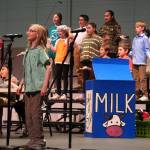 Kaleidoscope School of Arts and Science students perform Lets Eat, their fifth grade musical, at Kenai Central High School in Kenai, Alaska, on Tuesday, May 13, 2025. (Jake Dye/Peninsula Clarion)