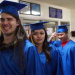 Kenai Alternative High School graduates process into their commencement ceremony in the schools gym in Kenai, Alaska, on Wednesday, May 22, 2025. (Jake Dye/Peninsula Clarion)