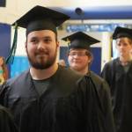 Students process into a graduation ceremony for Connections Homeschool in Soldotna, Alaska, on Thursday, May 22, 2025. (Jake Dye/Peninsula Clarion)