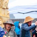 Carvers Herb Sheakley and Gordon Greenwald dance at the Fishermans Honor Totem Pole Ceremony on Friday, May 30, 2025. (Jasz Garrett / Juneau Empire)