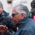 Paul Marks dances in the rain at the Fishermans Honor Totem Pole Ceremony on Friday, May 30, 2025. (Jasz Garrett / Juneau Empire)