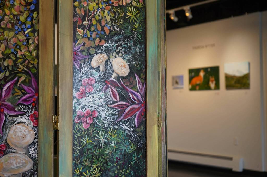 Art by Susan Watkins is showcased in Wonder and Wander at the Kenai Art Center in Kenai, Alaska, on Wednesday, June 11, 2025. (Jake Dye/Peninsula Clarion)