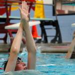 Swimmers from the Peninsula Piranhas swim team practice a difficult variation on treading water at Kenai Central High School in Kenai, Alaska, on Tuesday, June 17, 2025. (Jake Dye/Peninsula Clarion)