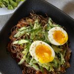 Bibim guksu or mixed noodles are traditionally served with a thin wheat flour noodle called somyeon (somen). (Photo by Tressa Dale/Peninsula Clarion)