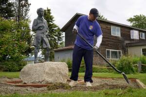 Volunteers repair the trails at Erik Hansen Scout Park in Kenai, Alaska, on Wednesday, June 25, 2025. (Jake Dye/Peninsula Clarion)