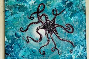 "Octopus" is an acrylic painting by new co-op member Heather Mann on display at Ptarmigan Arts in Homer, Alaska. Photo provided by Ptarmigan Arts