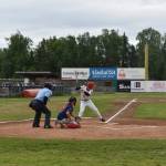 Daniel Steffensen bats against the Post 35 Road Warriors on Saturday at Coral Seymour Memorial Park as part of the 100th anniversary of American Legion Baseball in Alaska. (Jonas Oyoumick/Peninsula Clarion)