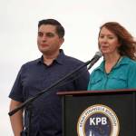 Kelly Marre speaks after receiving the Outstanding Individual in Health Care Award during the 2025 Industry Appreciation Day at the Kenai Softball Greenstrip in Kenai, Alaska, on Saturday, Aug. 23, 2025. (Jake Dye/Peninsula Clarion)