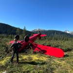 The downed aircraft near Haines on Sunday, Aug. 24, 2025. The pilot was the only person aboard the aircraft and had no reported injuries. (U.S. Coast Guard photo courtesy of Air Station Sitka)