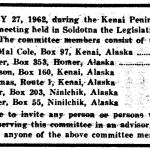 Kenai Peninsula officials in January 1962 got busy trying to plan an organized borough, according to demands from the new State of Alaska. This meeting notice first appeared in the Cheechako News.