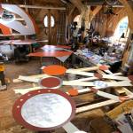 Four Worlds is a 48-foot long brushed and painted aluminum exterior wall piece created by Jeff Dean and on display at the Dean Gallery in Homer, Alaska. Photo provided by Jeff Dean