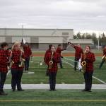 The Kenai Marching Band performs during the Second Annual Kenai Marching Showcase at Kenai Central High School in Kenai, Alaska. (Jake Dye/Peninsula Clarion)