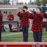 The Kenai Marching Band performs during the Second Annual Kenai Marching Showcase at Kenai Central High School in Kenai, Alaska. (Jake Dye/Peninsula Clarion)