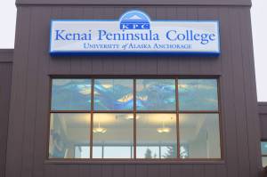 The sign at the front of Kenai River Campuss main building as seen on Tuesday, Jan. 22, 2019. (Photos by Brian Mazurek/Peninsula Clarion)