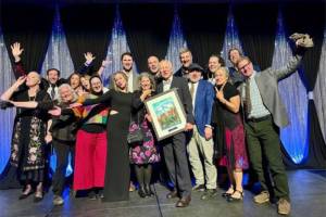 Recipients of the Alaska Travel Industry Association's 2025 Annual Industry Awards celebrate their awards at ATIA's annual convention in Anchorage, Alaska. Photo courtesy of the Alaska Travel Industry Association