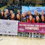 Photo courtesy of the Kenai Volleyball Booster Club
The Kenai Central High School varsity volleyball team is named the 2025 3A Volleyball State Championship Tournament, held Nov. 13-15, at the Alaska Airlines Center in Anchorage. The Kardinals defeated the Nikiski Bulldogs 3-2 in a rematch championship game on Saturday, Nov. 15, securing their third state title in the last four years.