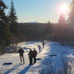 Soldotnas Michael Davidson leads Homers Johannes Bynagle to the finish of the boys varsity classic cross country ski race on Saturday, Jan. 3, 2026, at the Lookout Mountain Recreation Area in Homer, Alaska. Photo courtesy Jessie Goodrich