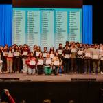 Juniors who earned honor roll distinction during the first semester of the 2025-2026 school year at Soldotna High School were recognized during an assembly in the school’s auditorium on Jan. 14, 2026. Photo courtesy of Tabitha Blades, Soldotna High School