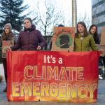 Photos by Chloe Anderson / Juneau Empire
Members of the Juneau-Douglas High School: Yadaa.at Kalé chapter of Alaska Youth for Environmental Action gather outside the Alaska State Capitol building to protest the LNG pipeline on Jan. 24<ins>, 2026</ins>.