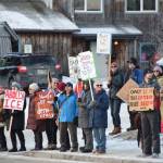 Delcenia Cosman / Homer News
Demonstrators gather at WKFL Park in Homer<ins>, Alaska</ins> on Saturday, Jan. 24<ins>, 2026</ins>, for the No Kings, No ICE protest organized by the Homer Women of Action.