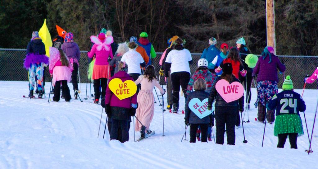 Costumed skiers participate in the 20th annual Ski for Women on Sunday, Feb. 8<ins>, 2026,</ins> at Tsalteshi Trails in Soldotna<ins>, Alaska</ins>. Photo courtesy Erin Thompson
