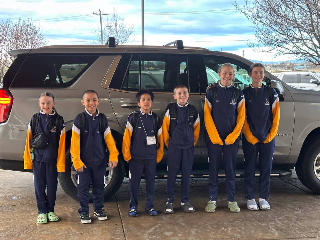 Every participant from Alaska is pictured before the Elks National Hoop Shoot semi-finals in Nampa, Idaho on March 15, 2025. (Photo provided by Amber Rouswell)